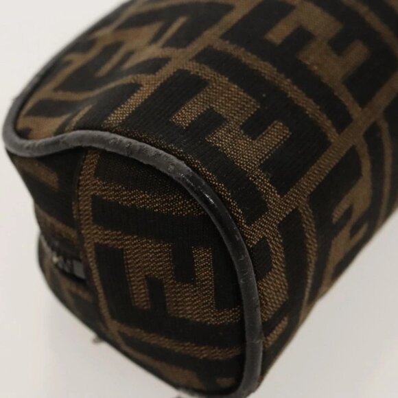 FENDI Zucca Canvas Pouch Brown Black Silver Auth - Picture 15 of 16